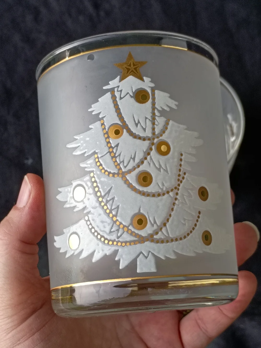 Set of 3 Culver Mid Century Double Old Fashion Tumbler Glasses Christmas